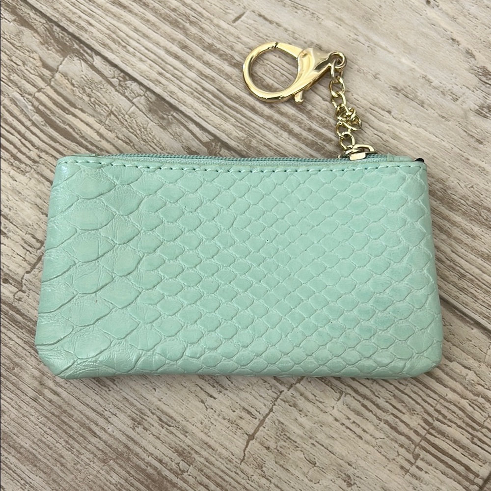 Jules Kae Kari Mint Green Coin Purse with Gold clasp/chain (Good Condition)
